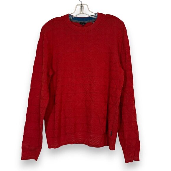 Ted Baker Sweater Red Orange Crew Neck Holiday Large - Picture 11 of 11